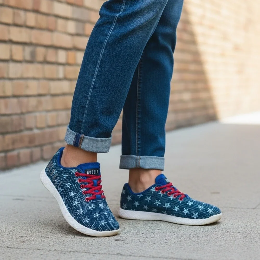 NOBULL Blue Star-Pattern Sneakers with Red Laces - Picture 2 of 15